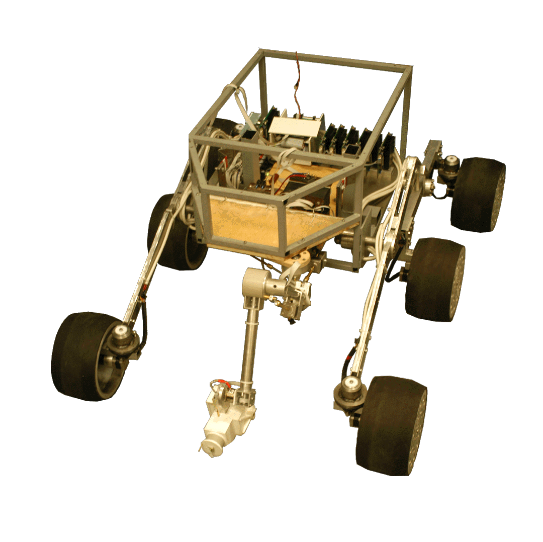 Model MERu -
Koncem roku 2003 byla vyrobena replika estikolovho podvozku pouitho pi konstrukci Mars Exploration Rover (MER). Tento podvozek byl pouit ke zkoukm vlastnho dcho systmu urenho do ternu. Pozdji byl podvozek zakapotovn jako skuten MER.